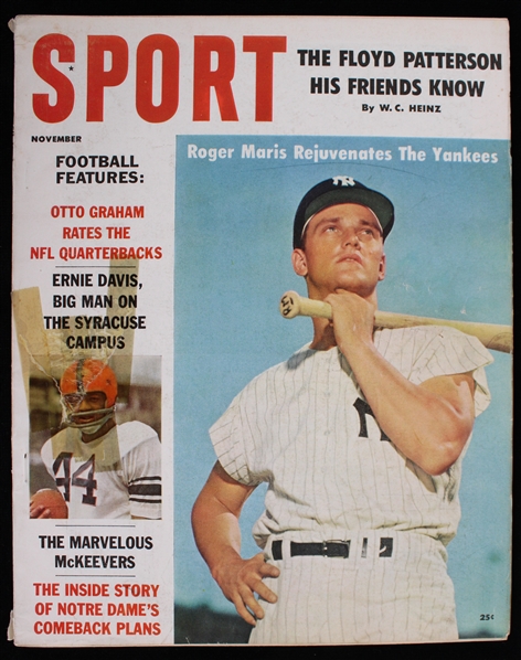 1960 Roger Maris New York Yankees Cover Sport Magazine 