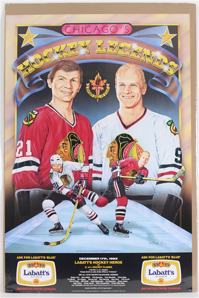 1983 Chicago Blackhawks Hockey Legends Labatts 24"x36" Poster