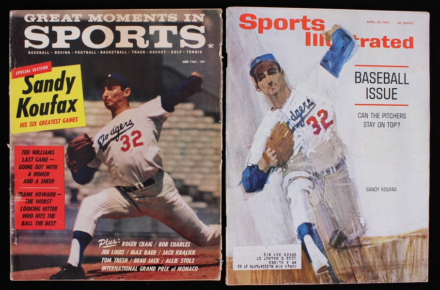 1964 Sandy Koufax Los Angeles Dodgers Sports Illustrated & Greatest Moments in Sports Magazines 