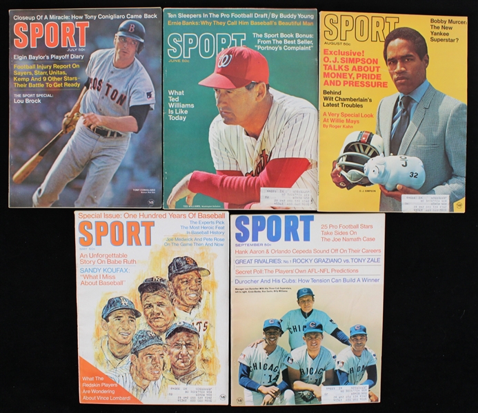 1969 Sport Magazines Featuring OJ Simpson, Tony Conigliaro & more (Lot of 5) 