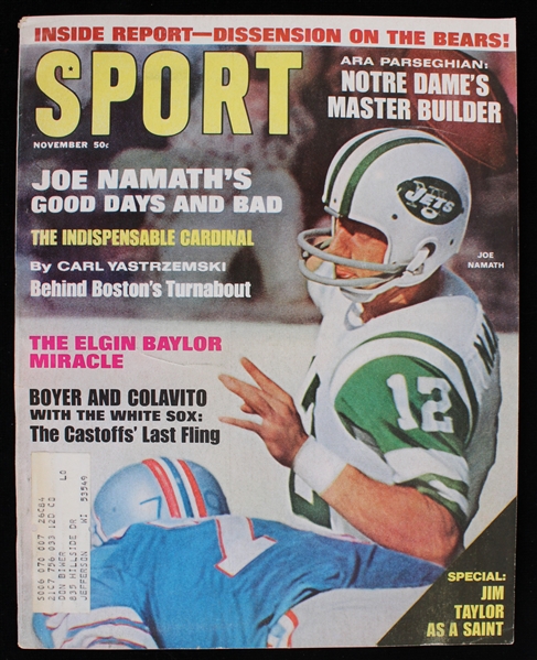 1967 Joe Namath New York Jets Sport Magazine 