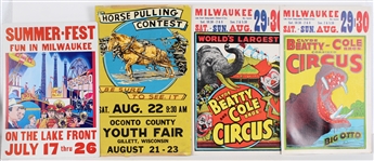 Milwaukee Summerfest & Circus 14"x22" Broadsides (Lot of 4)