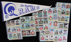 1972-74 Football Topps Trading Cards w/ Los Angeles Rams Pennant (Lot of 190+)