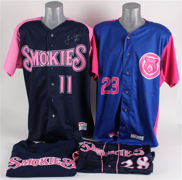 2015-23 Tennessee Smokies Pink Ribbon Jerseys Including Andres Santiago (Lot of 4)