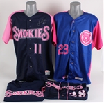 2015-23 Tennessee Smokies Pink Ribbon Jerseys Including Andres Santiago (Lot of 4)