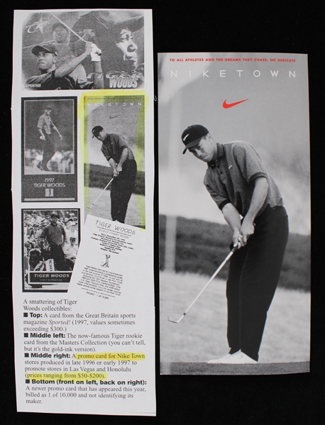 1997 Tiger Woods Niketown 4"x8.5" Promo Card 