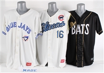 2010s-20s Alan Roden Blue Jays, Bats, & Pelicans Game Worn Jerseys/Vest (Lot of 3)