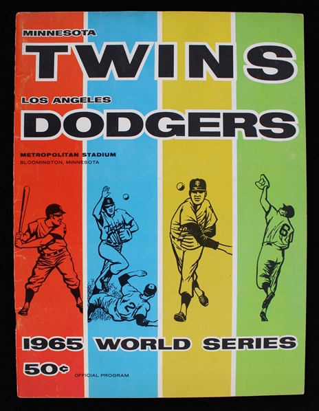 1965 Minnesota Twins vs Los Angeles Dodgers World Series Program 