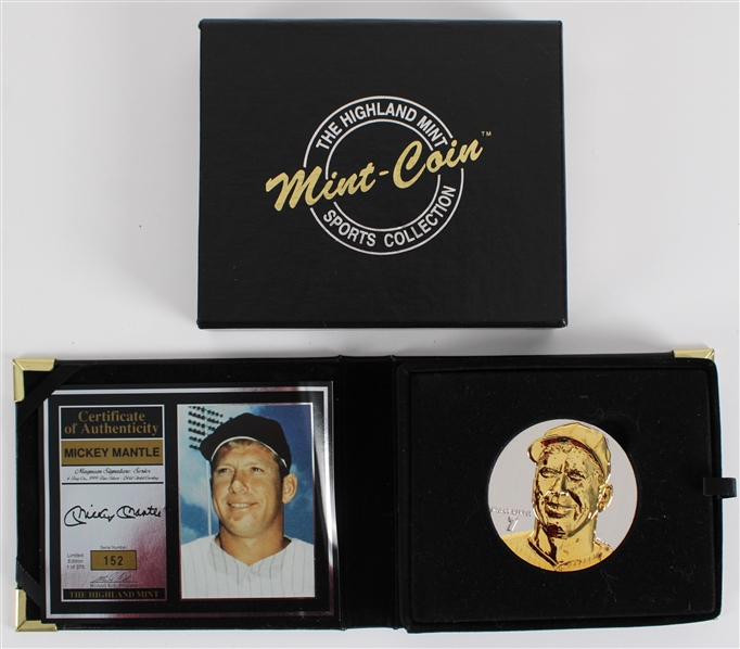 1990s Mickey Mantle New York Yankees Highland Mint LE 1/375 Coin