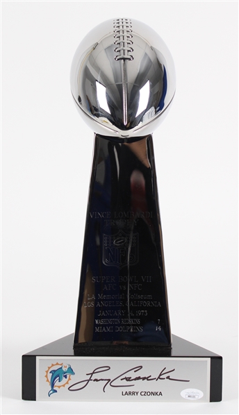 1973 Larry Csonka Super Bowl VII Signed 16.5" Vince Lombardi Trophy *JSA*