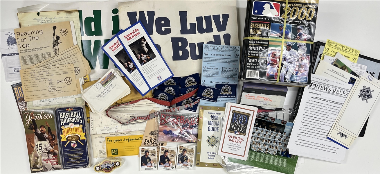 1980s-90s Milwaukee Brewers Collection w/ Media Guides, Paperwork & more (Lot of 800+)