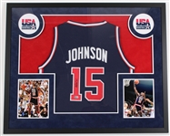 1992 Magic Johnson USA Basketball Team Signed 34"x43" Framed Jersey (Beckett Witness) 