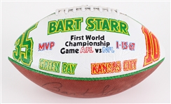 Bart Starr Green Bay Packers Signed MVP 1st World Championship Football 1-15-67 (JSA)