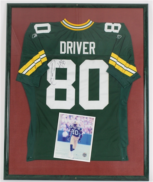 1999-2021 Donald Driver Green Bay Packers Signed 34"x43" Framed Jersey (JSA)   