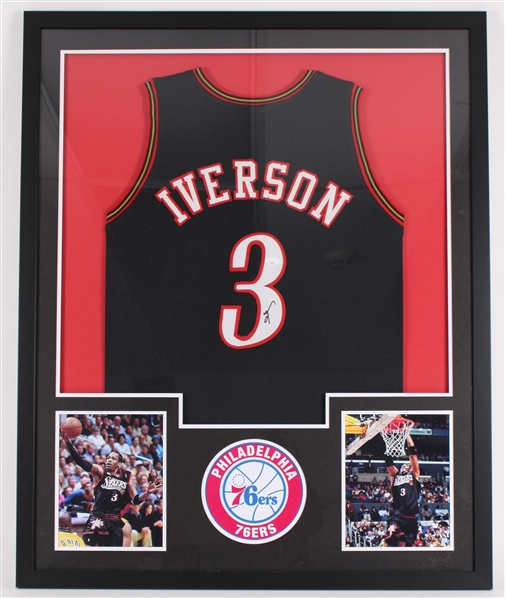 1996-2006 Alan Iverson Philadelphia 76ers Signed 34"x43" Framed Jersey *JSA*