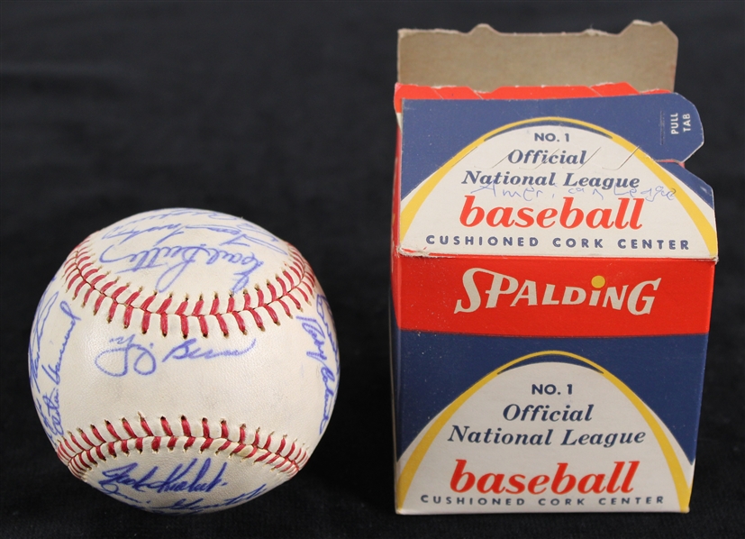1962 Yogi Berra, Al Kaline & more AL All-Star Wrigley Field Multi-Signed Baseball w/ Original Box (JSA) 