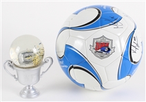 Milwaukee Wave Team Signed Soccer Ball w/ Championship Ring Snow Globe