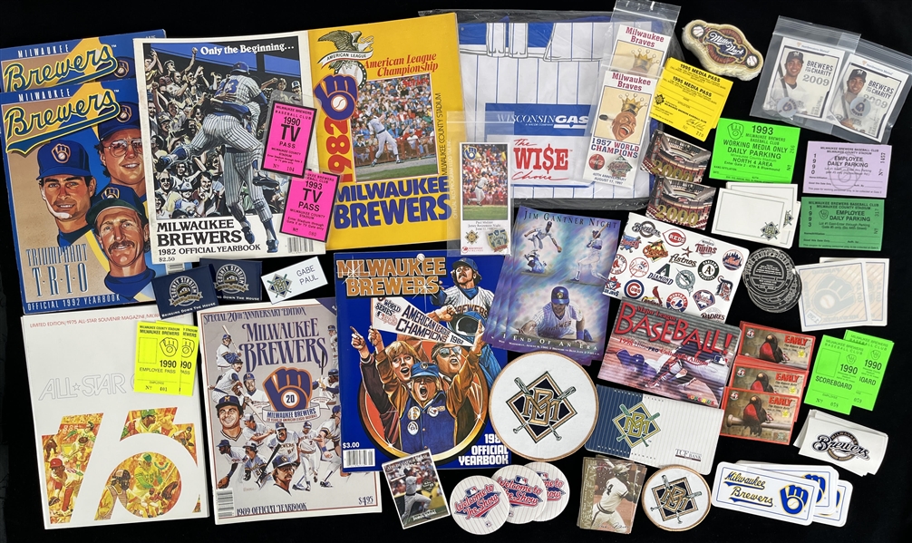 1970s-90s Milwaukee Brewers Pinbacks, Yearbooks, Patches & more (Lot of 90+)