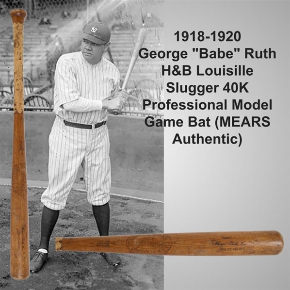 1918-21 circa George “Babe” Ruth 40K Hillerich & Bradsby Louisville Slugger Professional Model Bat (MEARS LOA)