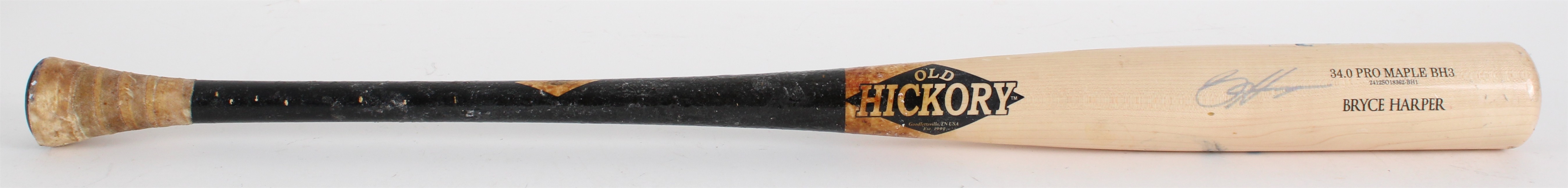 2025 Bryce Harper Philadelphia Phillies Old Hickory Signed Game Used Bat (JSA)(MEARS A8)