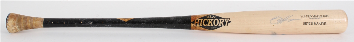 2025 Bryce Harper Philadelphia Phillies Old Hickory Signed Game Used Bat (JSA)(MEARS A8)