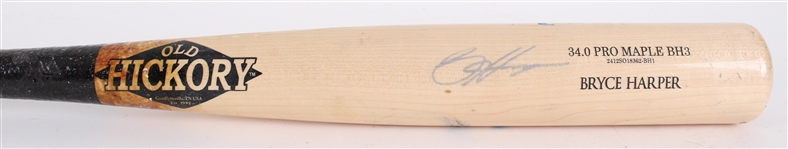 2025 Bryce Harper Philadelphia Phillies Old Hickory Signed Game Used Bat (JSA)(MEARS A8)