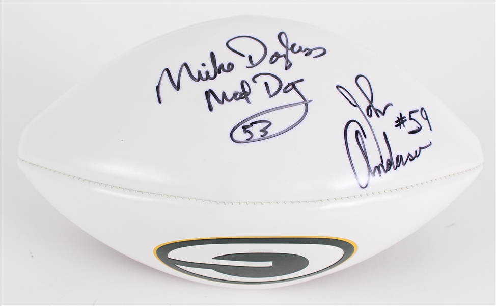 1980s Mike Douglass & John Anderson Green Bay Packers Signed Football (JSA) 