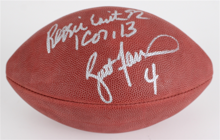 1997 Reggie White & Brett Favre Super Bowl XXXI Signed Football (JSA)