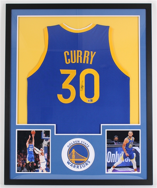 2009-present Stephen Curry Golden State Warriors Signed 34"x42" Framed Jersey (SWAU)
