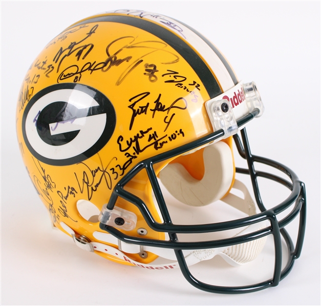 1997 Mark Chmura, Brett Favre Green Bay Packers & more Multi Signed Helmet (JSA)