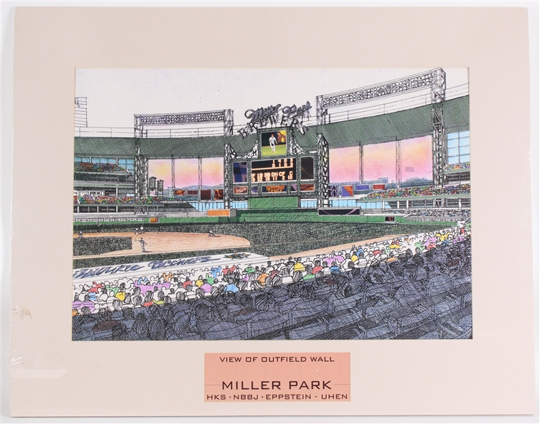 2001-2020 Miller Park Milwaukee Brewers 33"x43" View of Outfield Wall Matted Print 