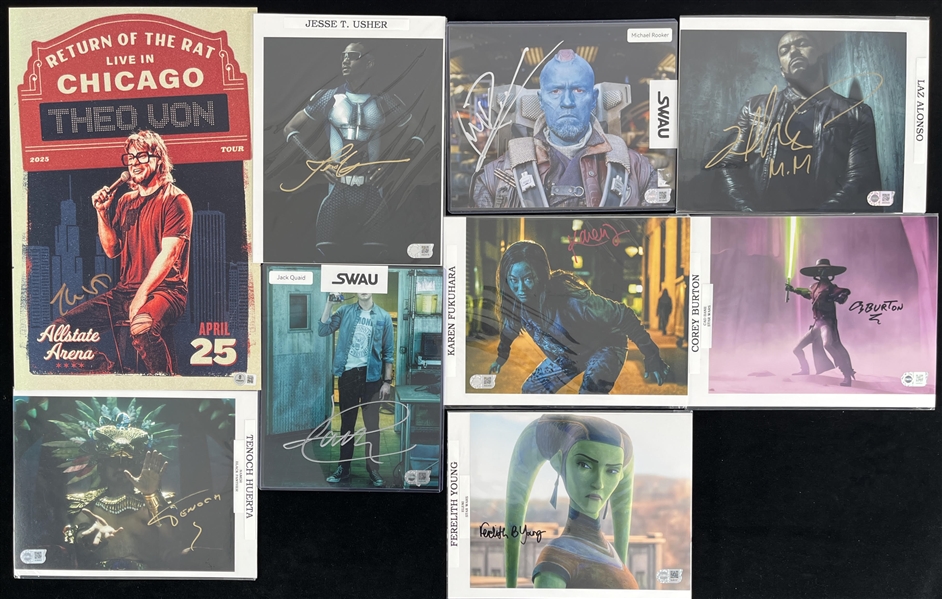 2000s Jack Quaid, Michael Rooker & more Signed 8"x10" Photos (SWAU, Beckett)(Lot of 9)